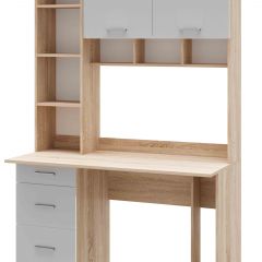 Стол компьютерный ПКС-5 Дуб сонома/Белый глянец в Ревде - revda.mebel24.online | фото 2