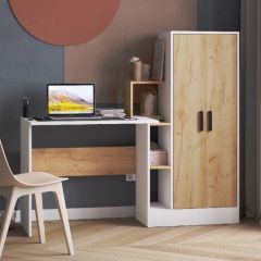 Стол компьютерный СКМ-1 ЛДСП Белый/Дуб крафт золотой в Ревде - revda.mebel24.online | фото