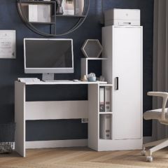 Стол компьютерный СКМ-2 ЛДСП Белый в Ревде - revda.mebel24.online | фото