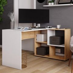 Стол компьютерный угловой СКМУ-4 Белый/Дуб крафт золотой в Ревде - revda.mebel24.online | фото