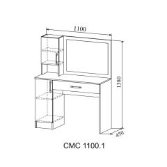 СОФИ Стол макияжный СМС 1100.1 с зеркалом (дуб сонома/белый) в Ревде - revda.mebel24.online | фото 2