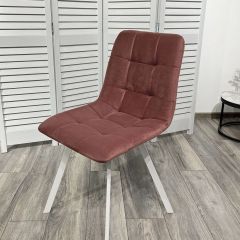 Стул CHILLI-Q SQUARE розовый #15, велюр / белый каркас, 4 шт./1 к, М-City в Ревде - revda.mebel24.online | фото 4
