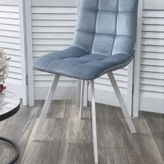 Стул CHILLI SQUARE G108-56 пудровый синий, велюр/ белый каркас М-City в Ревде - revda.mebel24.online | фото 6
