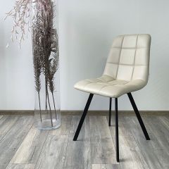 Стул CHILLI SQUARE HK017-02 серо-бежевый, PU/ черный каркас М-City в Ревде - revda.mebel24.online | фото 2
