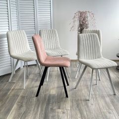 Стул ELVIS WZ2042-01 молочный фактурный велюр / белый каркас М-City в Ревде - revda.mebel24.online | фото 2
