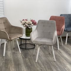 Стул MAVERICK 360 град. поворот. BLUVEL-40 BEIGE/ белый каркас, М-City в Ревде - revda.mebel24.online | фото 3