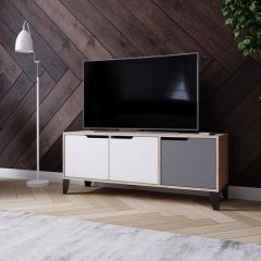 Тумба под ТВ ТВМ-4 ЛДСП Дуб сонома /ЛДСП Графит+белый в Ревде - revda.mebel24.online | фото
