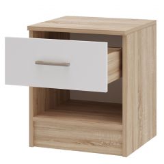 БЕАТРИС Тумба прикроватная (Дуб Сонома/Белый глянец) в Ревде - revda.mebel24.online | фото 2