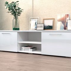 Тумба ТВ 1500 (ЛДСП Белый/Белый глянец) в Ревде - revda.mebel24.online | фото