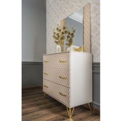 Зеркало ППУ Lara (бежевый глянец) в Ревде - revda.mebel24.online | фото 3