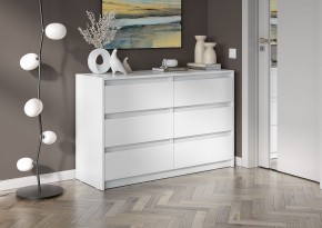 АЙДЕН КМ06-1200 Комод 6 ящиков (белый) в Ревде - revda.mebel24.online | фото
