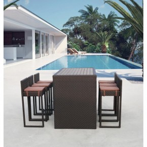 Барный комплект плетеной мебели T390AD/Y390A-W63_6Pcs Brown в Ревде - revda.mebel24.online | фото 1