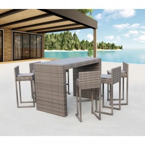 Барный комплект плетеной мебели T390GD/Y390G-W78_6Pcs Grey в Ревде - revda.mebel24.online | фото 1