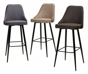 Барный стул NEPAL-BAR ГРАФИТ #14, велюр/ черный каркас (H=78cm) М-City в Ревде - revda.mebel24.online | фото 3