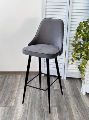 Барный стул NEPAL-BAR СЕРЫЙ #27, велюр/ черный каркас (H=78cm) М-City в Ревде - revda.mebel24.online | фото 6