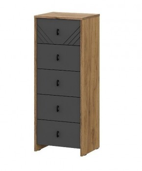 БАЙКАЛ Комод (5 ящиков) Графит/Дуб золотой в Ревде - revda.mebel24.online | фото