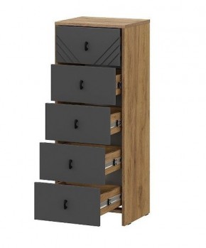 БАЙКАЛ Комод (5 ящиков) Графит/Дуб золотой в Ревде - revda.mebel24.online | фото 2