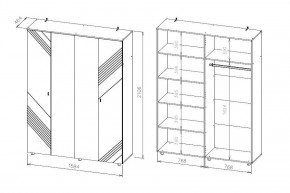 БАЙКАЛ Шкаф четырехстворчатый (Графит/Дуб золотой) в Ревде - revda.mebel24.online | фото 3