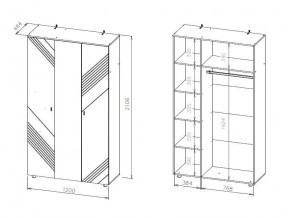 БАЙКАЛ Шкаф трехстворчатый (Графит/Дуб золотой) в Ревде - revda.mebel24.online | фото 3