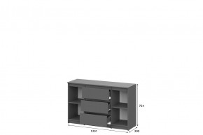 ДЕНВЕР Комод 3 ящика двухстворчатый (Графит серый) в Ревде - revda.mebel24.online | фото 2