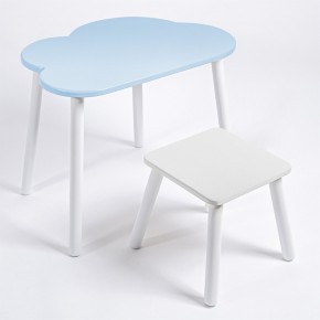 Детский комплект стол ОБЛАЧКО  и табурет Rolti Baby (голубая столешница/белое сиденье/белые ножки) в Ревде - revda.mebel24.online | фото
