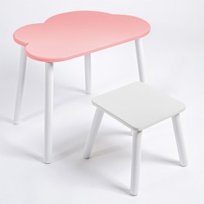 Детский комплект стол ОБЛАЧКО  и табурет Rolti Baby (розовая столешница/белое сиденье/белые ножки) в Ревде - revda.mebel24.online | фото