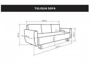 Диван-кровать Тулисия пастельно-голубой, ткань рогожка в Ревде - revda.mebel24.online | фото 3