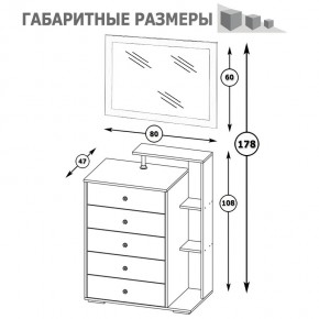 Камелия Комод + Зеркало, цвет белый, ШхГхВ 80х46,8х178 см., НЕ универсальная сборка в Ревде - revda.mebel24.online | фото 6