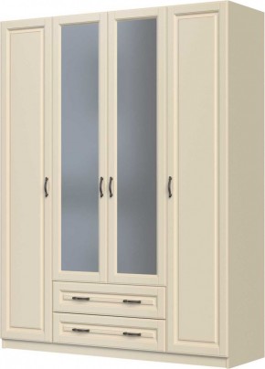 КАНТРИ Шкаф ШР-4 с 2 зерк. (слоновая кость) ЛАК в Ревде - revda.mebel24.online | фото