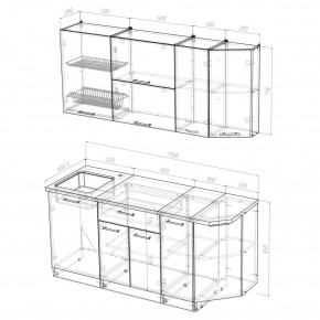 КИРА Кухонный гарнитур Демо (1700 мм) в Ревде - revda.mebel24.online | фото 2