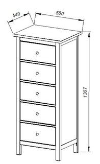 Комод 05 Кантри белый с пятью ящиками в Ревде - revda.mebel24.online | фото 3