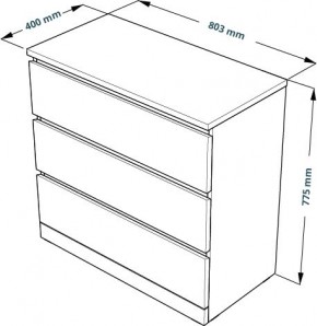 Комод Варма 3 с тремя выдвижными ящиками, цвет белый в Ревде - revda.mebel24.online | фото 4