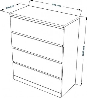 Комод Варма 4 с четырьмя выдвижными ящиками, цвет белый в Ревде - revda.mebel24.online | фото 3