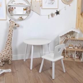 Комплект детский стол КРУГЛЫЙ и стул КОРОНА ROLTI Baby (белая столешница/белое сиденье/белые ножки) в Ревде - revda.mebel24.online | фото