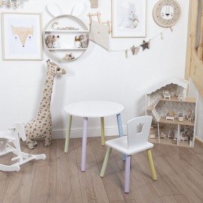Комплект детский стол КРУГЛЫЙ и стул КОРОНА ROLTI Baby (белая столешница/белое сиденье/цветные ножки) в Ревде - revda.mebel24.online | фото