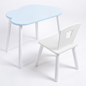 Комплект детский стол ОБЛАЧКО и стул КОРОНА ROLTI Baby (голубая  столешница/белое сиденье/белые ножки) в Ревде - revda.mebel24.online | фото 1