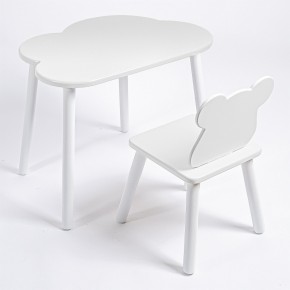 Комплект детский стол ОБЛАЧКО и стул МИШКА ROLTI Baby (белая столешница/белое сиденье/белые ножки) в Ревде - revda.mebel24.online | фото