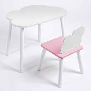Комплект детский стол ОБЛАЧКО и стул ОБЛАЧКО ROLTI Baby (белая столешница/розовое сиденье/белые ножки) в Ревде - revda.mebel24.online | фото
