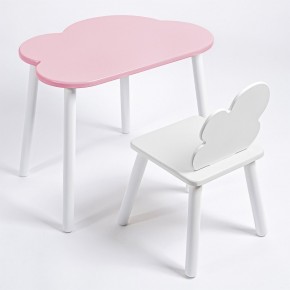 Комплект детский стол ОБЛАЧКО и стул ОБЛАЧКО ROLTI Baby (розовая столешница/белое сиденье/белые ножки) в Ревде - revda.mebel24.online | фото