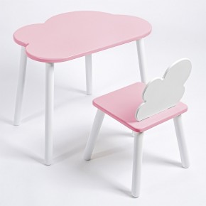 Комплект детский стол ОБЛАЧКО и стул ОБЛАЧКО ROLTI Baby (розовая столешница/розовое сиденье/белые ножки) в Ревде - revda.mebel24.online | фото 1