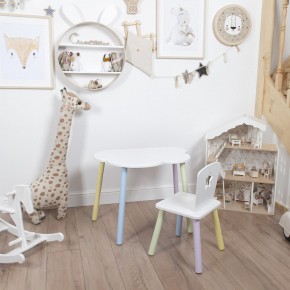 Комплект детский стол ОБЛАЧКО и стул ЗВЕЗДА ROLTI Baby (белая столешница/белое сиденье/цветные ножки) в Ревде - revda.mebel24.online | фото