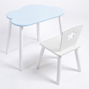 Комплект детский стол ОБЛАЧКО и стул ЗВЕЗДА ROLTI Baby (голубая столешница/белое сиденье/белые ножки) в Ревде - revda.mebel24.online | фото