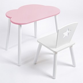 Комплект детский стол ОБЛАЧКО и стул ЗВЕЗДА ROLTI Baby (розовая столешница/белое сиденье/белые ножки) в Ревде - revda.mebel24.online | фото
