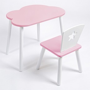 Комплект детский стол ОБЛАЧКО и стул ЗВЕЗДА ROLTI Baby (розовая столешница/розовое сиденье/белые ножки) в Ревде - revda.mebel24.online | фото
