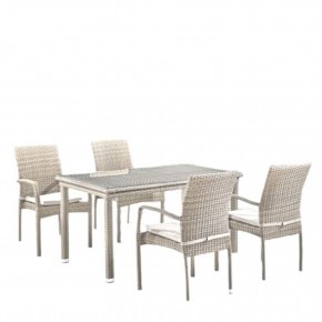 Комплект плетеной мебели T256C/Y376C-W85 Latte (4+1) + подушки на стульях в Ревде - revda.mebel24.online | фото