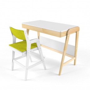Комплект растущий стол и стул с чехлом 38 попугаев «Вуди» (Белый, Белый, Грин) в Ревде - revda.mebel24.online | фото