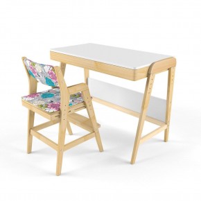 Комплект растущий стол и стул с чехлом 38 попугаев «Вуди» (Белый, Береза, Мечта) в Ревде - revda.mebel24.online | фото