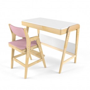 Комплект растущий стол и стул с чехлом 38 попугаев «Вуди» (Белый, Береза, Розовый) в Ревде - revda.mebel24.online | фото