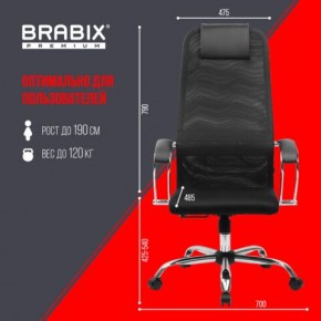 Кресло BRABIX PREMIUM "Ultimate EX-800" хром, плотная двойная сетка Х2, черное, 532911 в Ревде - revda.mebel24.online | фото 6