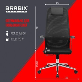 Кресло BRABIX PREMIUM "Ultimate EX-801" хром, плотная двойная сетка Х2, черное, 532917 в Ревде - revda.mebel24.online | фото 7